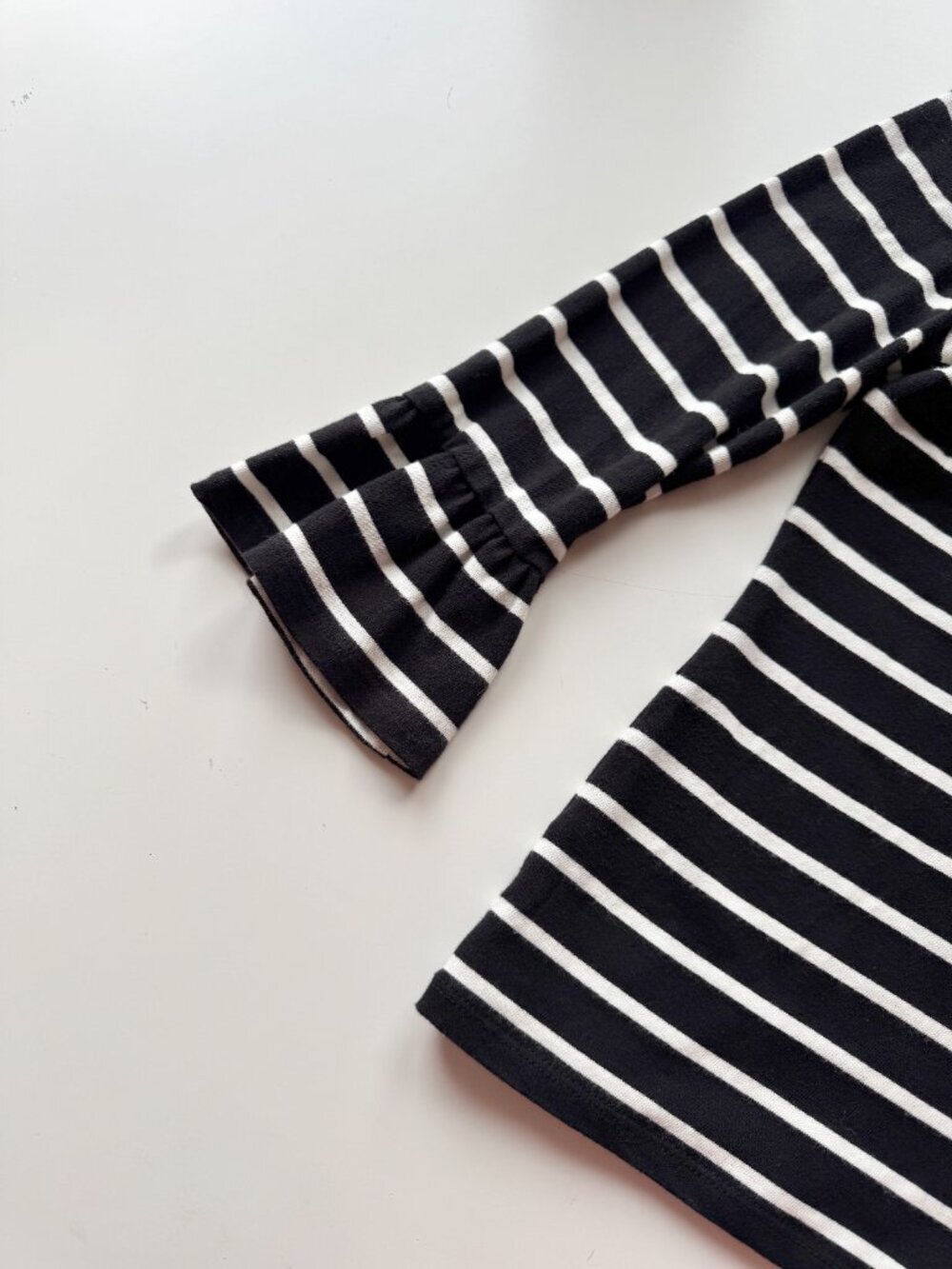 BROOME STREET KATE SPADE Black Striped Cotton Ruffle Sleeve Mariner Top, Size XS - Picture 9 of 12